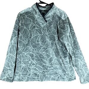 Wooly Bully Wear Colorado Womens Sweater Gray Leaf Pattern Fleece Pullover XL